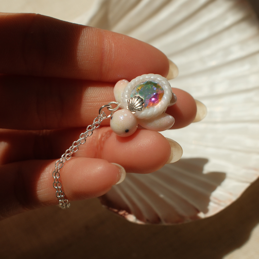 Mini Albino Gemstone Turtle Necklaces (Silver)