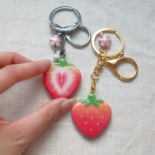 Strawberry Artisan Keychain (Silver & Gold)