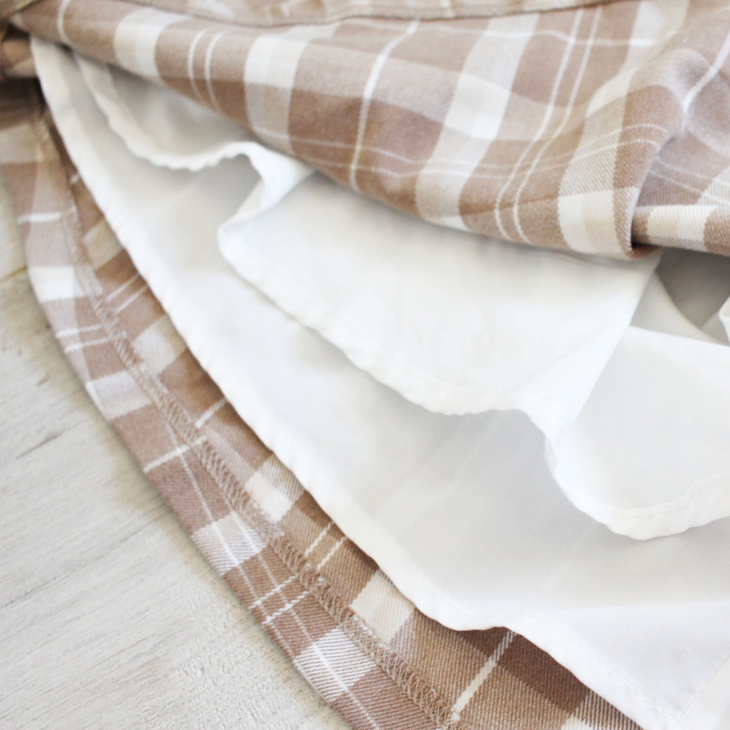 Milk Tea Plaid - Midi Skirt