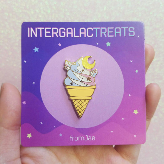 Intergalactreat: Crystal Moon Soft Serve - Hard Enamel Pin