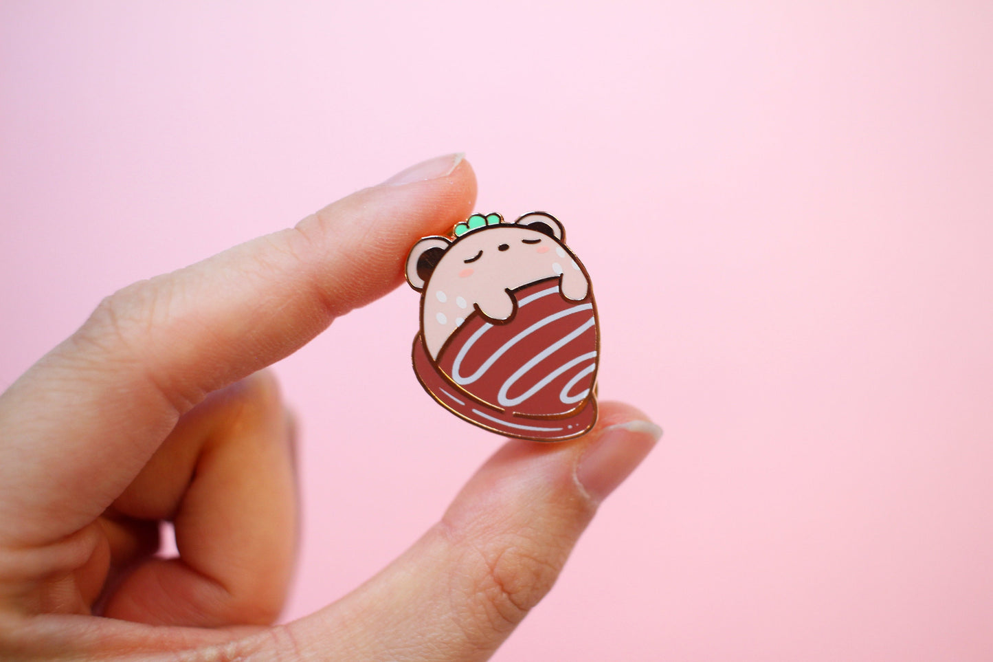 Chocolate-coated Strawbeary Enamel Pin