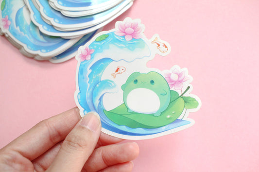 Pond Surfer Stickers (Glossy, Clear Vinyl)