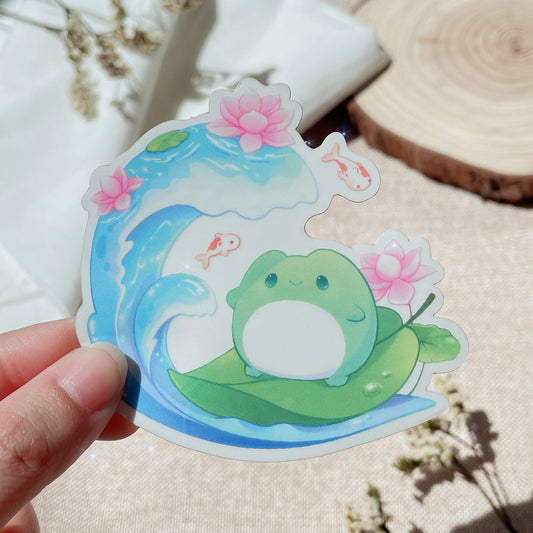 Pond Surfer Stickers (Glossy, Clear Vinyl)