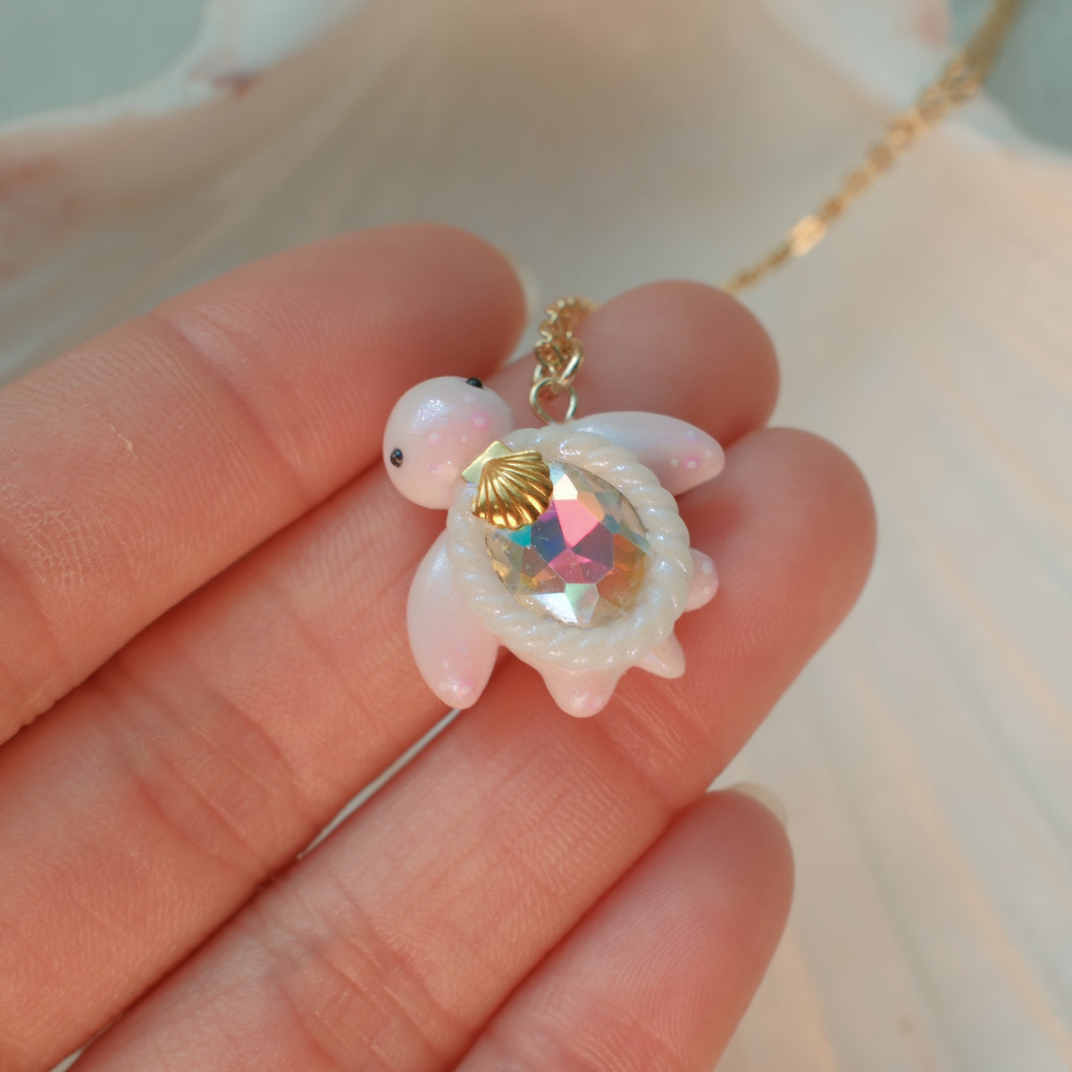 Mini Gemstone Turtle Necklaces (Gold)