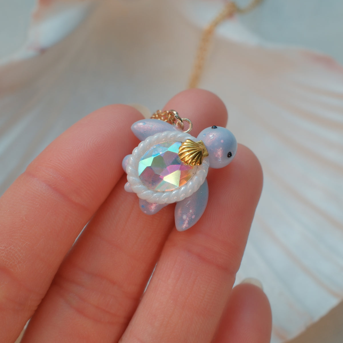 Mini Gemstone Turtle Necklaces (Gold)