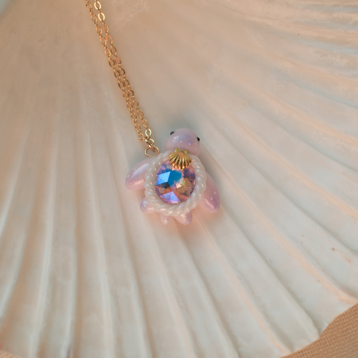 B- Grade Mini Gemstone Turtle Necklaces (Gold)