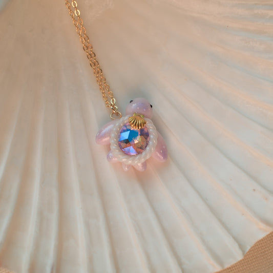B- Grade Mini Gemstone Turtle Necklaces (Gold)