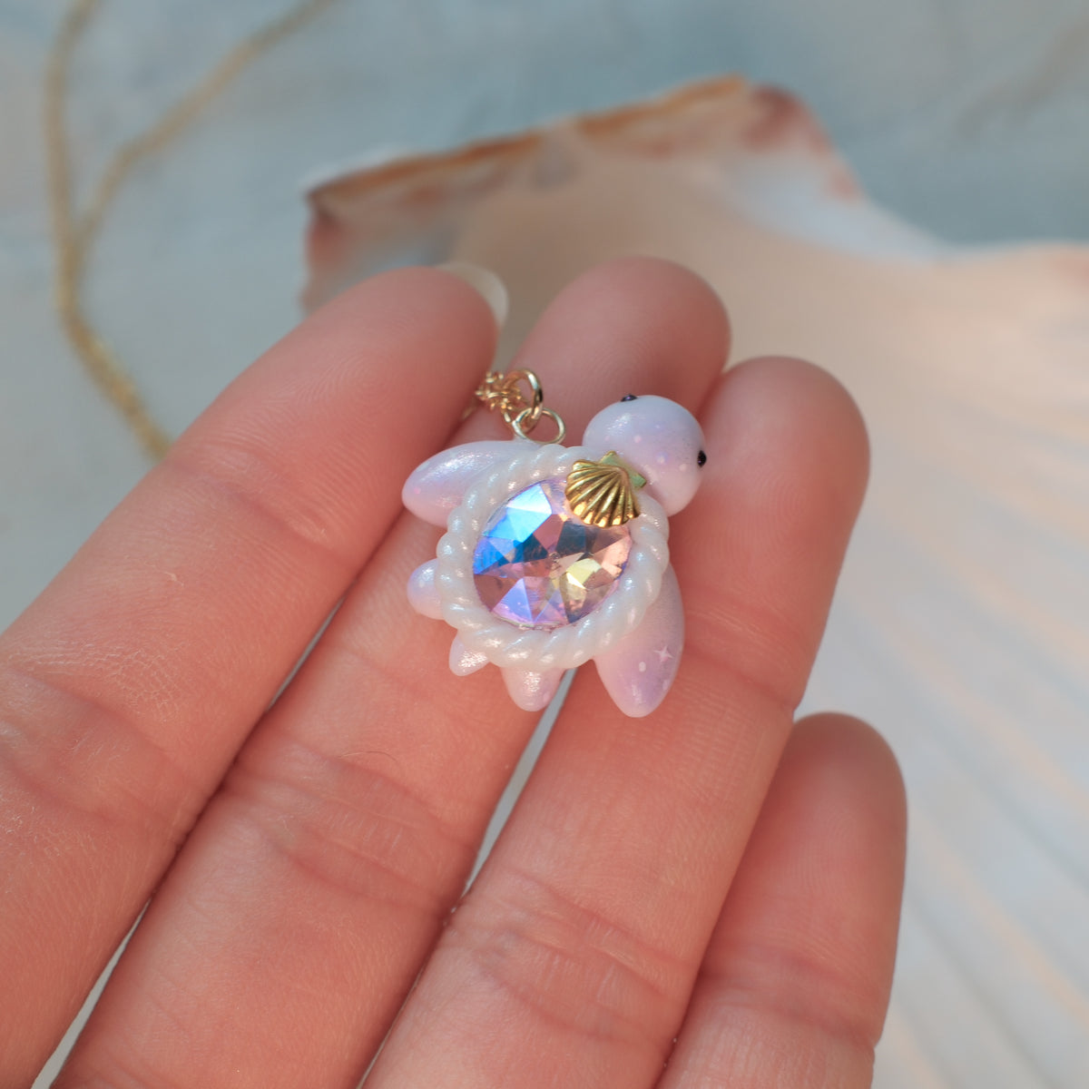 B- Grade Mini Gemstone Turtle Necklaces (Gold)