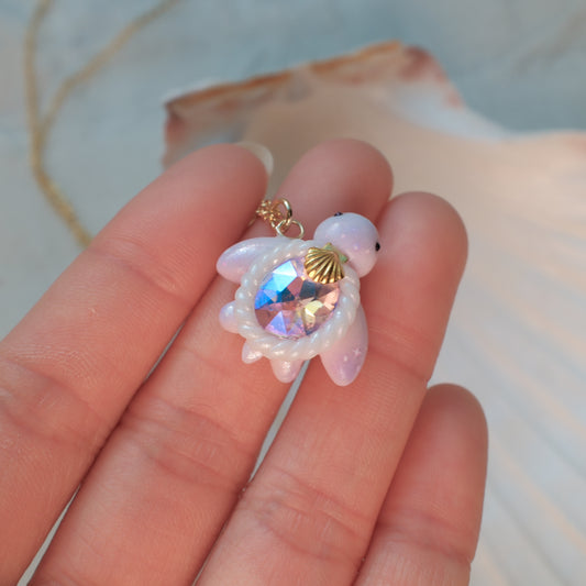 B- Grade Mini Gemstone Turtle Necklaces (Gold)
