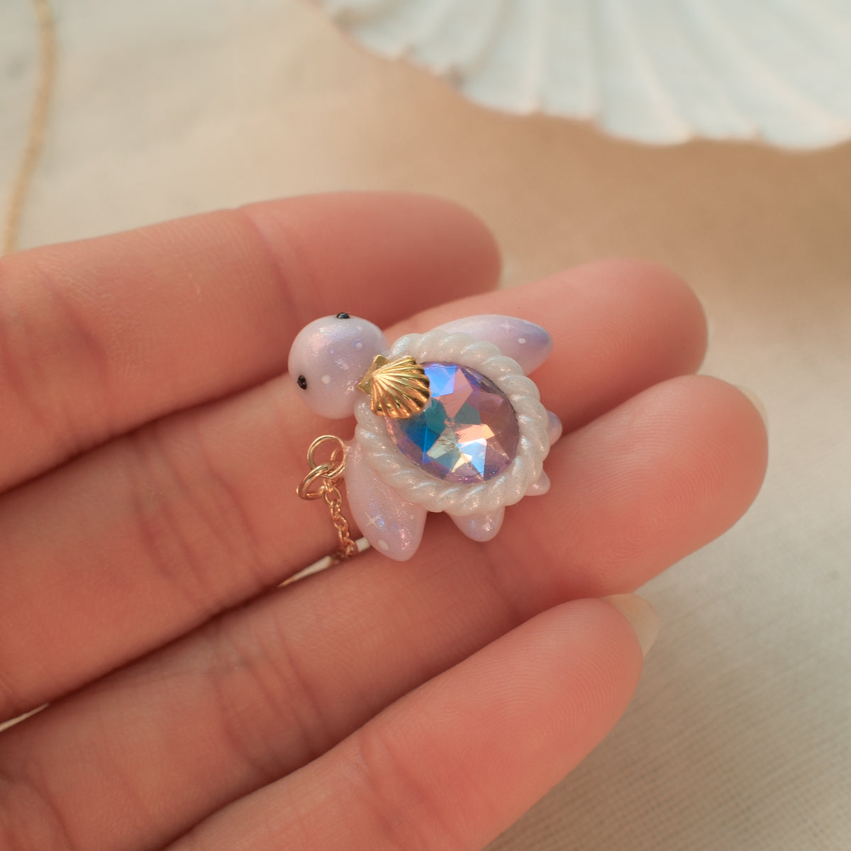 B- Grade Mini Gemstone Turtle Necklaces (Gold)