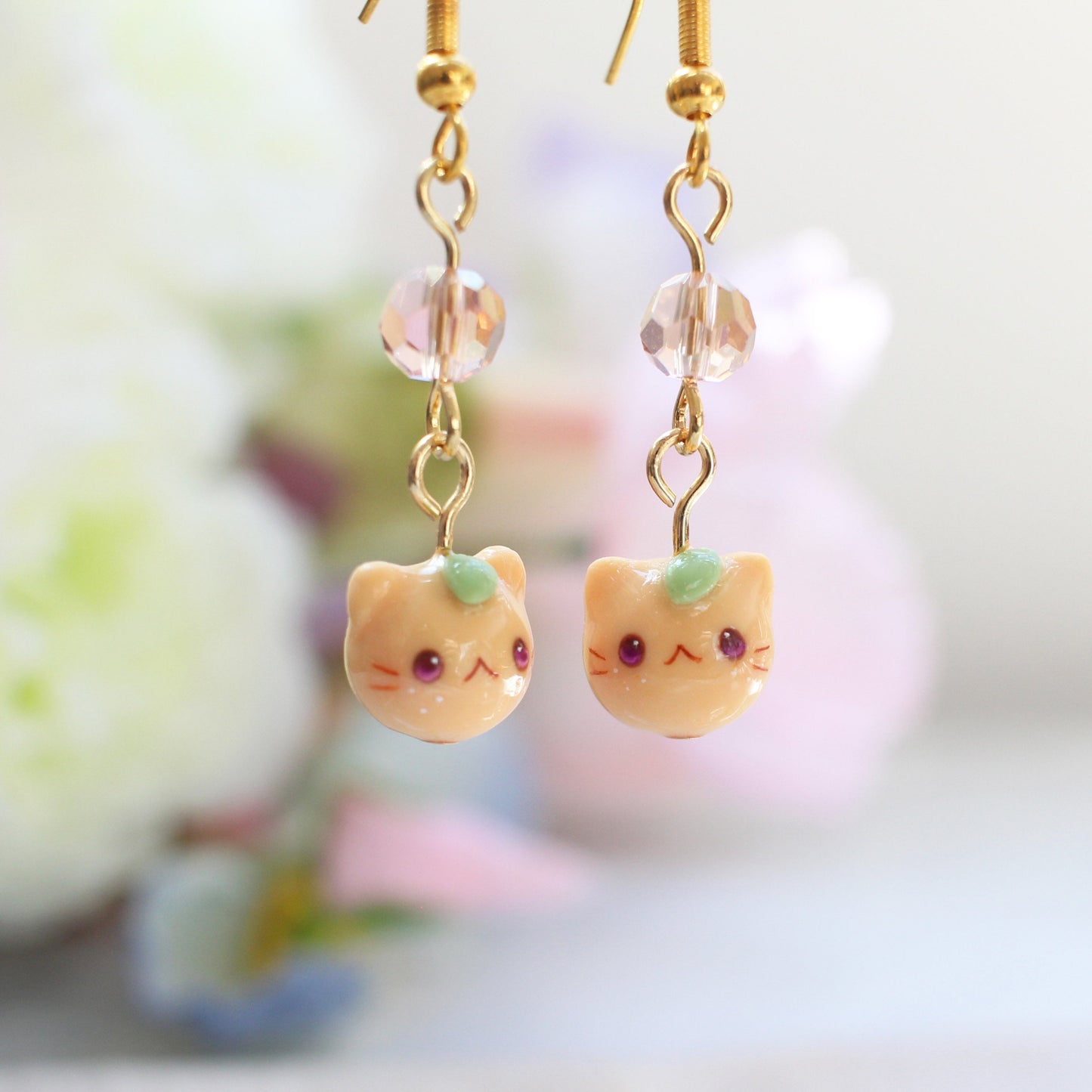 Tangerine Kitty Dangling Earrings