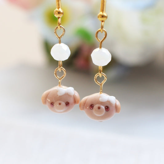 Latte Pups Dangling Earrings