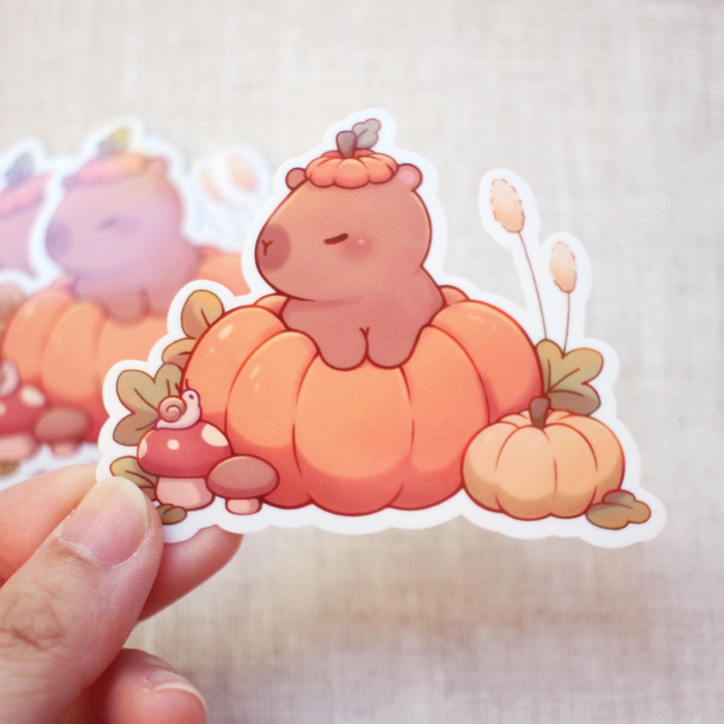 Pumpkin Patch Capybara Sticker (Glossy, Clear Vinyl)