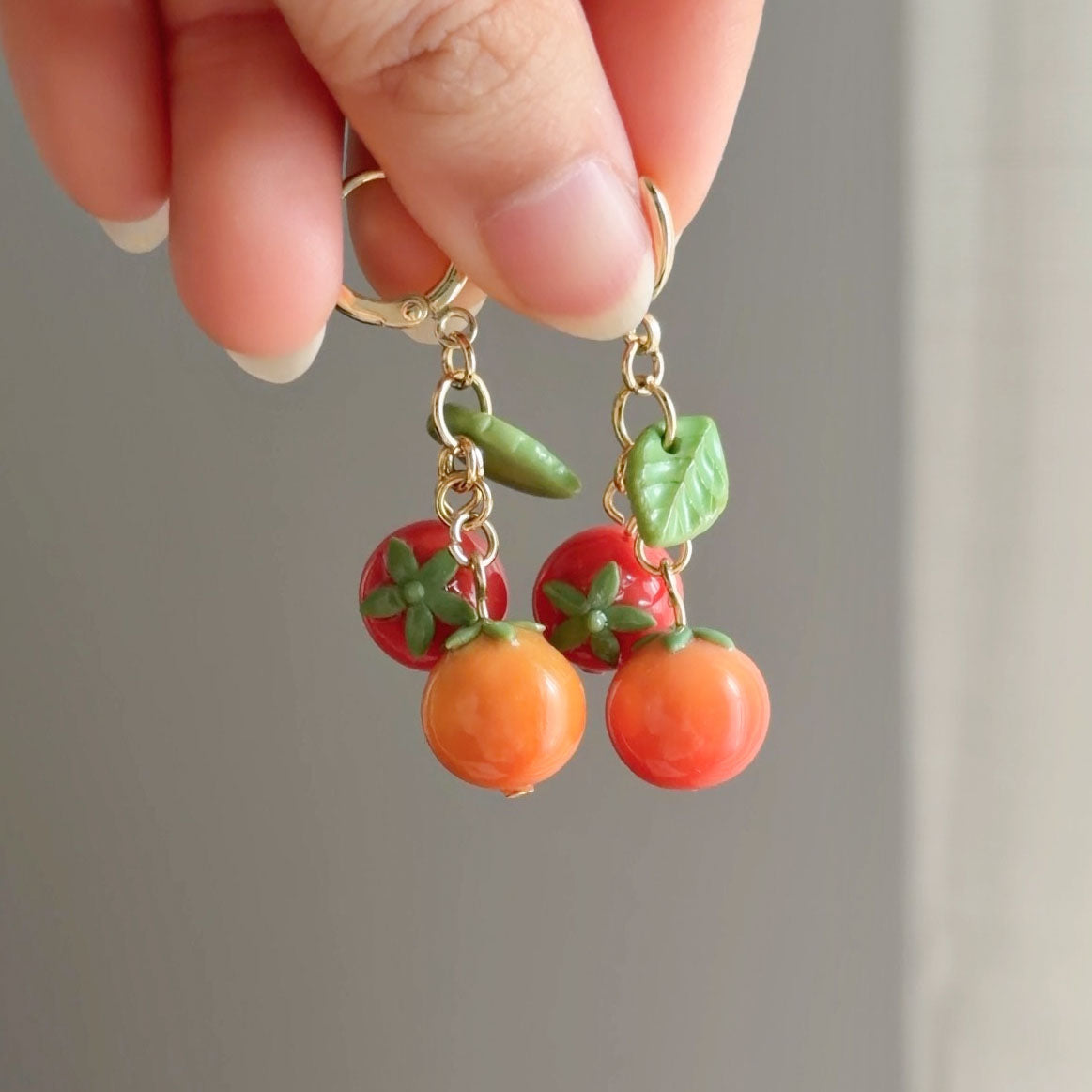 Baby Tomatoes Earrings (Gold Plated Stainless Steel)