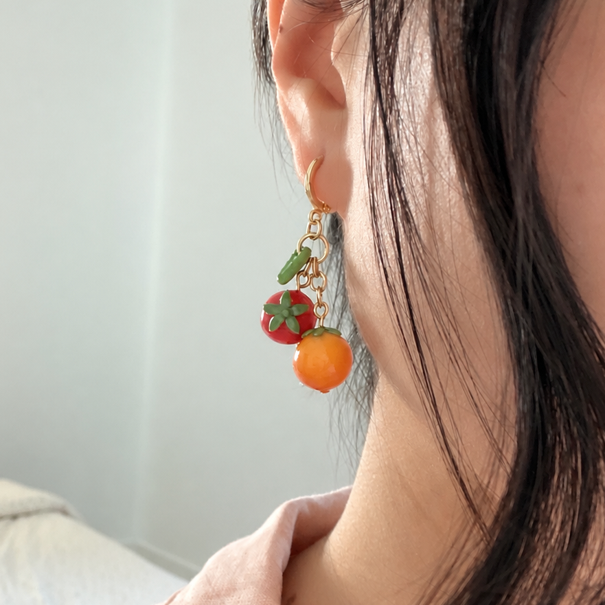 Baby Tomatoes Earrings (Gold Plated Stainless Steel)