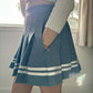 Dusty Sky Blue Pleated Mini Skirt