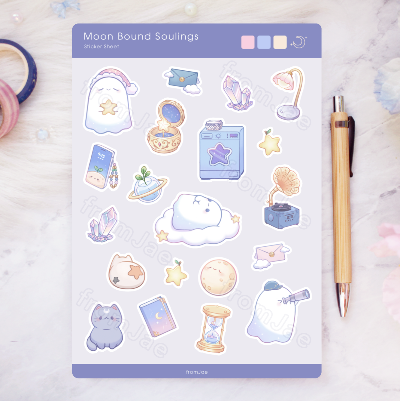 Moon Bound Soulings Sticker Sheet - Semi-transparent