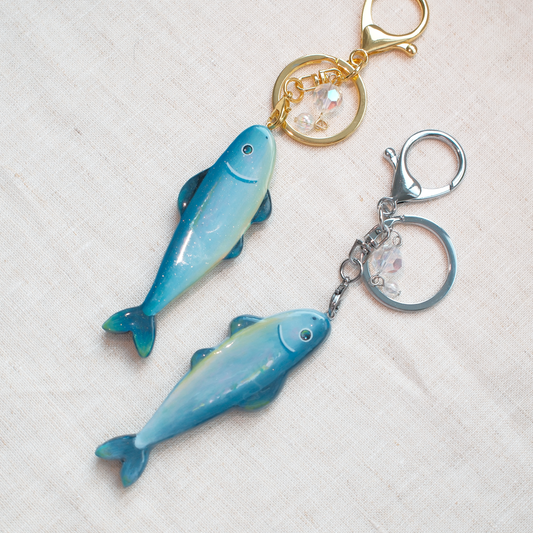 Large Sardine Artisan Keychain (Silver & Gold)