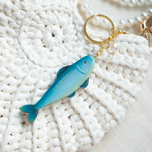 Large Sardine Artisan Keychain (Silver & Gold)