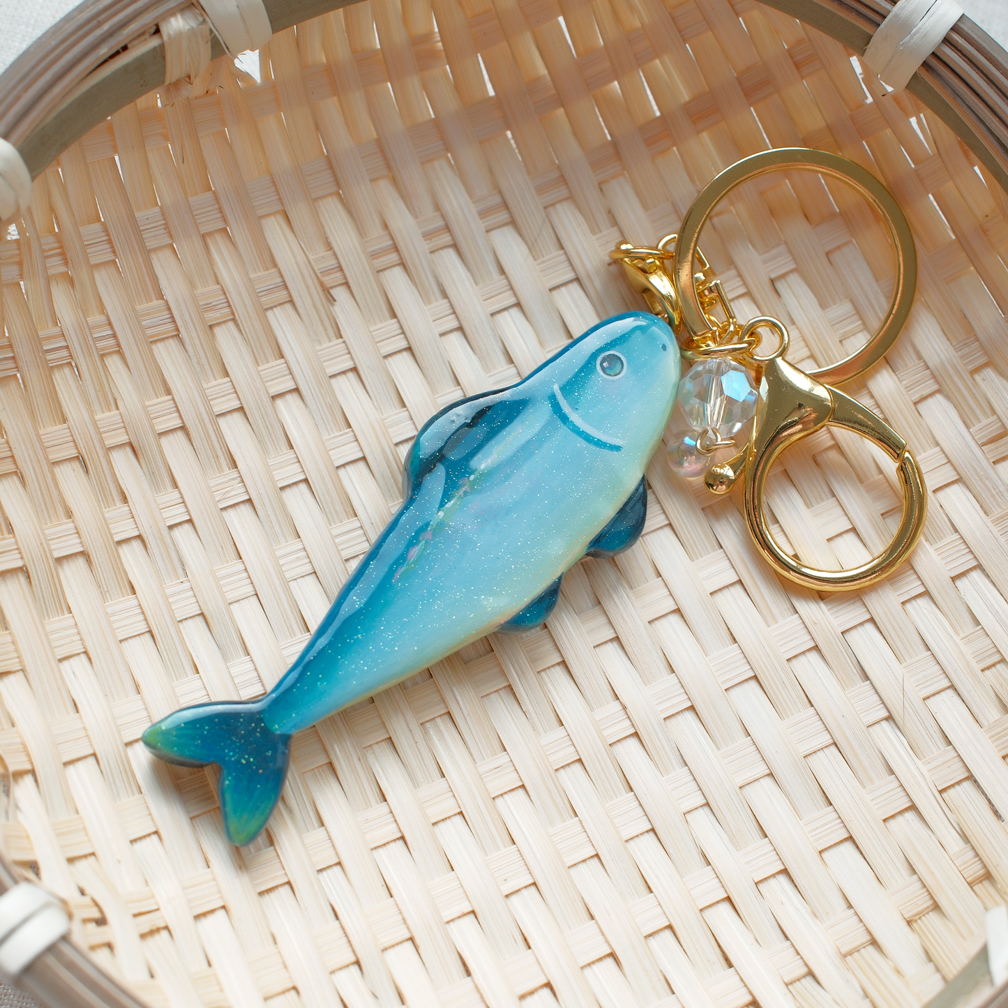 Large Sardine Artisan Keychain (Silver & Gold)