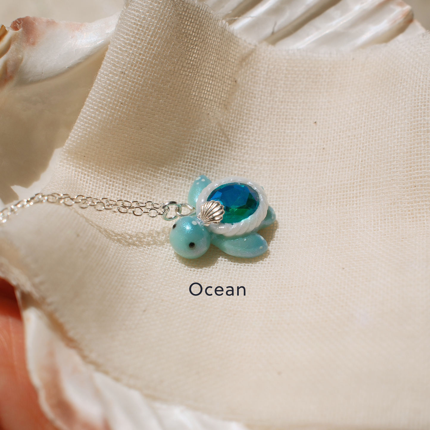 Mini Gemstone Turtle Necklaces (Silver)