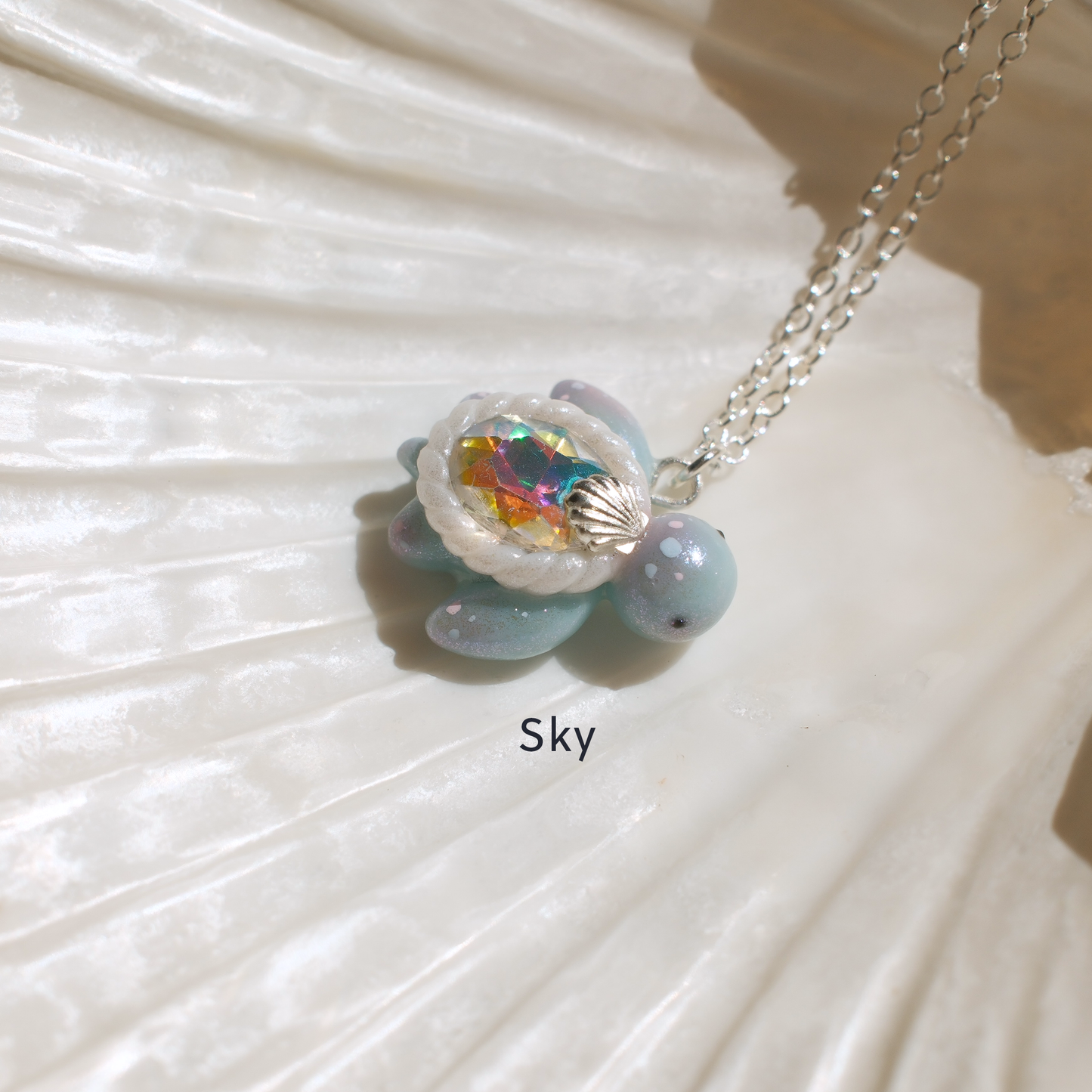 Mini Gemstone Turtle Necklaces (Silver)
