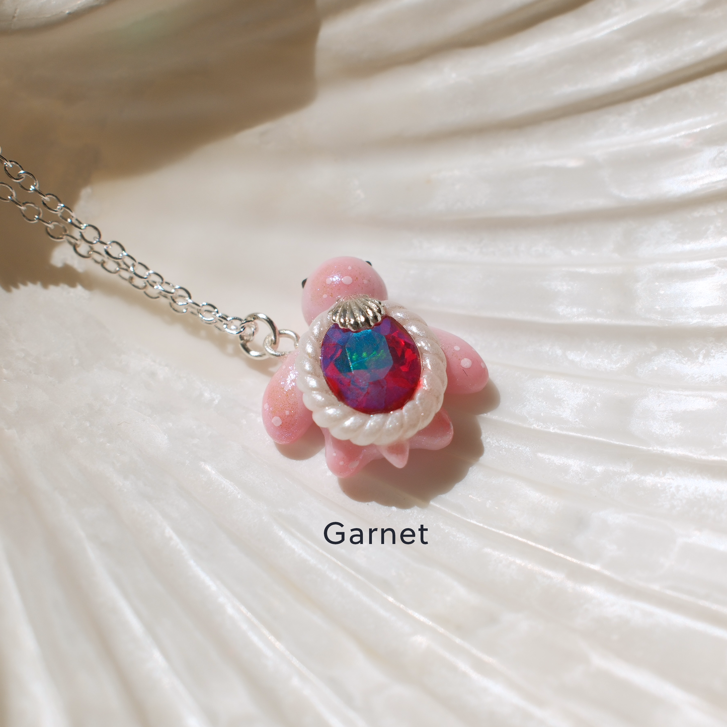Mini Gemstone Turtle Necklaces (Silver)