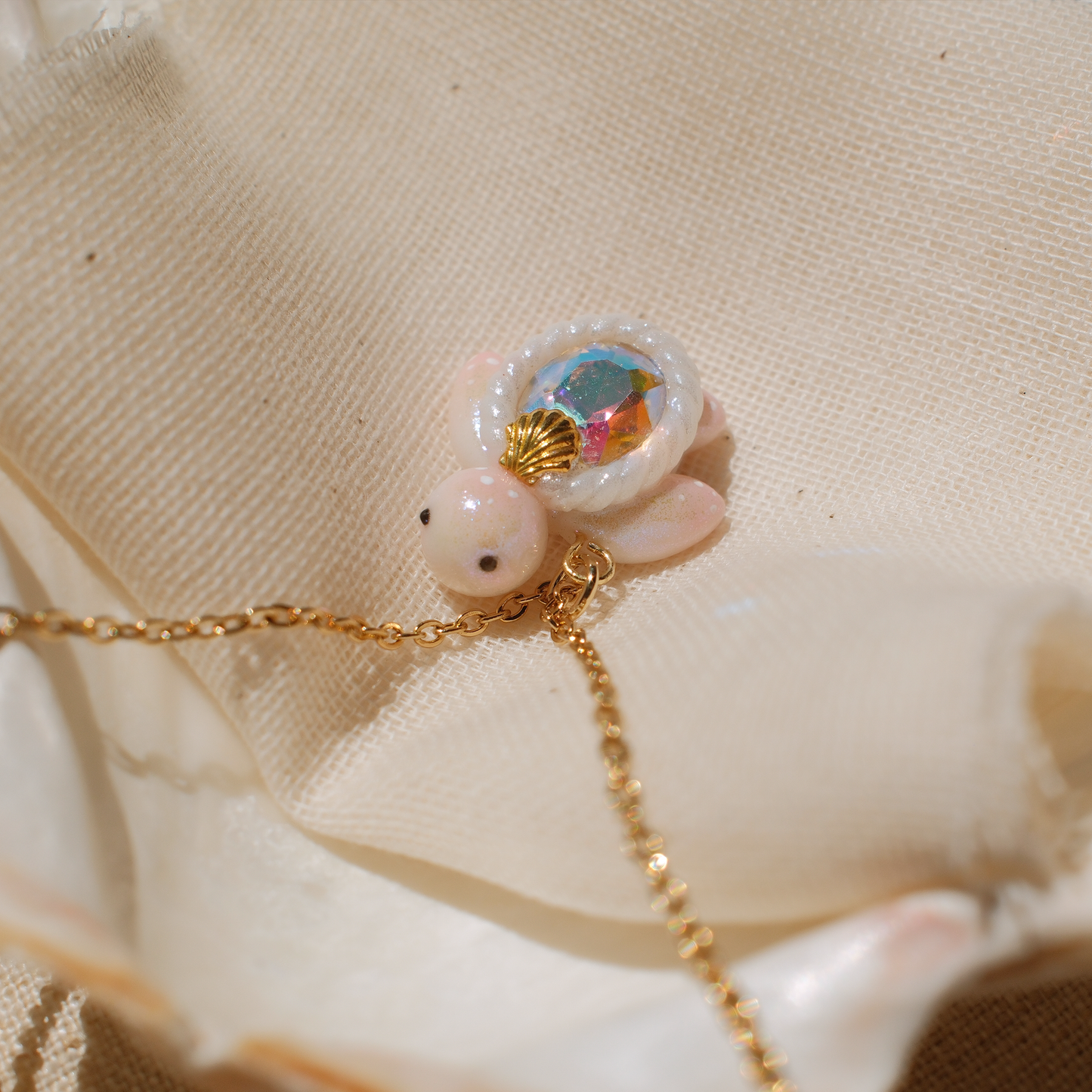 Mini Gemstone Turtle Necklaces (Gold)