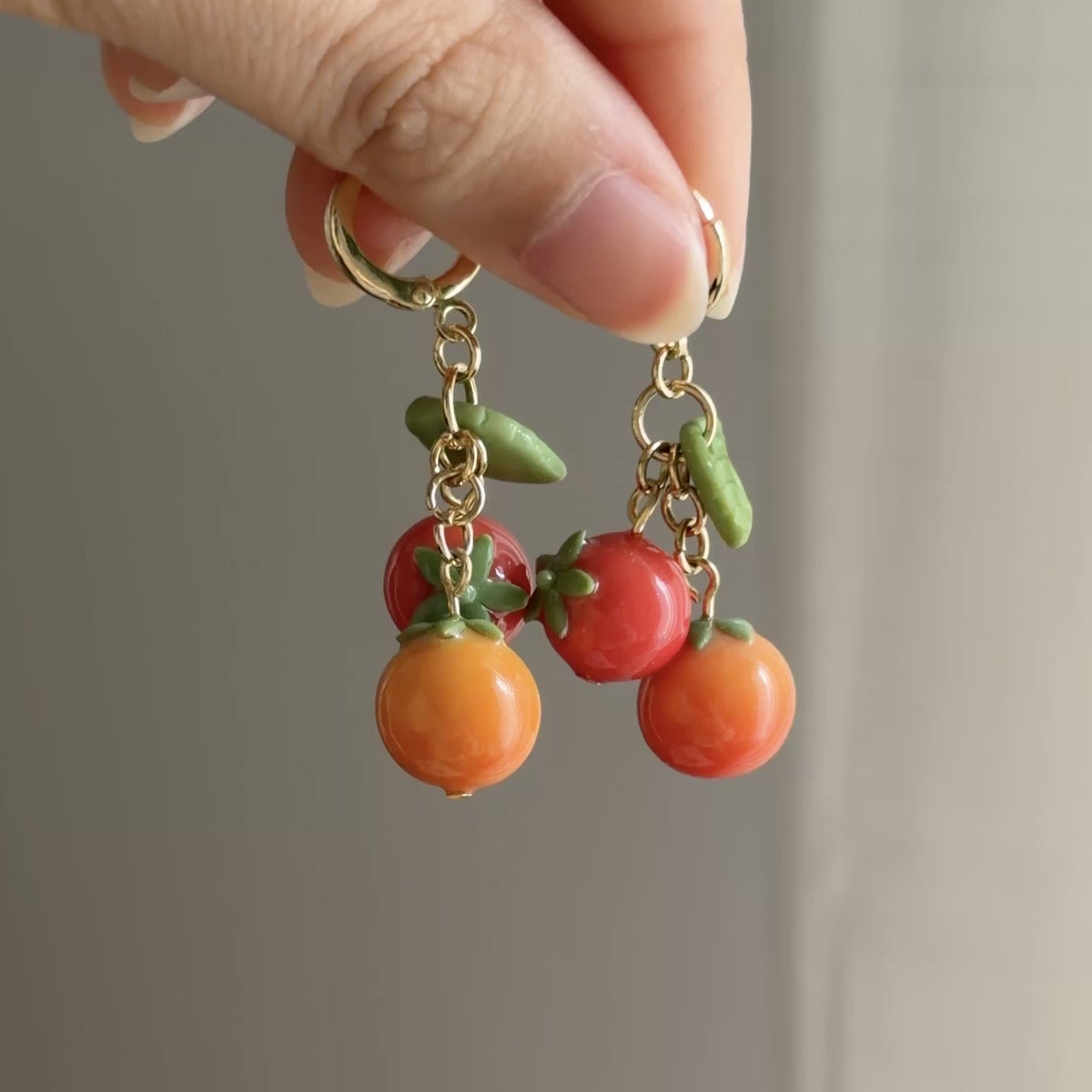 Baby Tomatoes Earrings (Gold Plated Stainless Steel)