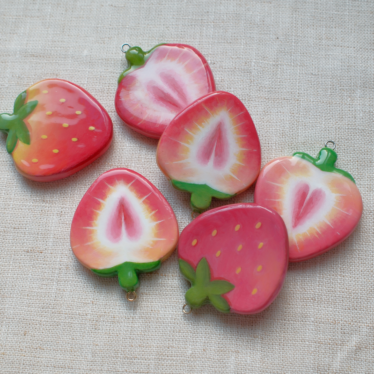 Strawberry Artisan Keychain (Silver & Gold)