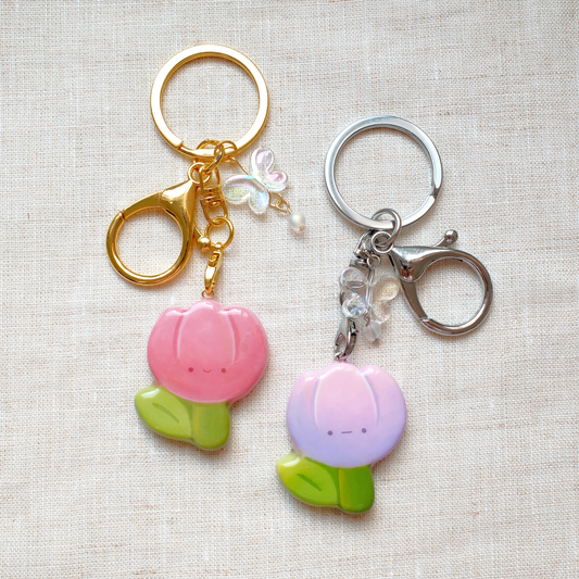 Tulip Artisan Keychain (Silver & Gold)