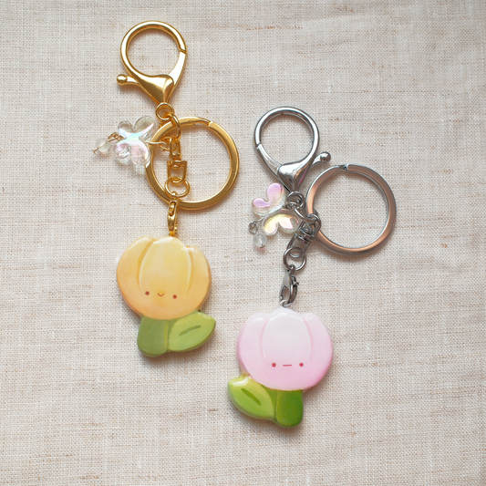 Tulip Artisan Keychain (Silver & Gold)