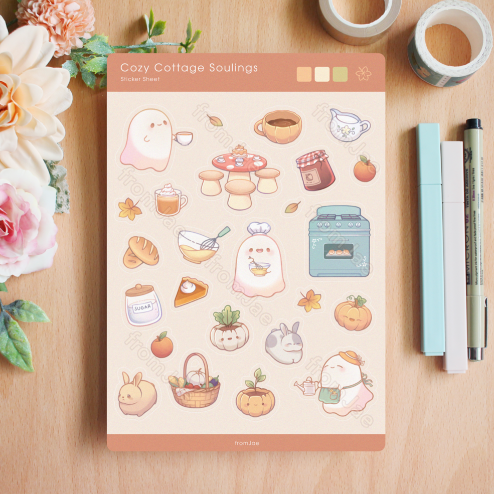 Cozy Cottage Soulings Sticker Sheet - Semi-transparent – fromJae