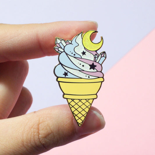 Intergalactreat: Crystal Moon Soft Serve - Hard Enamel Pin