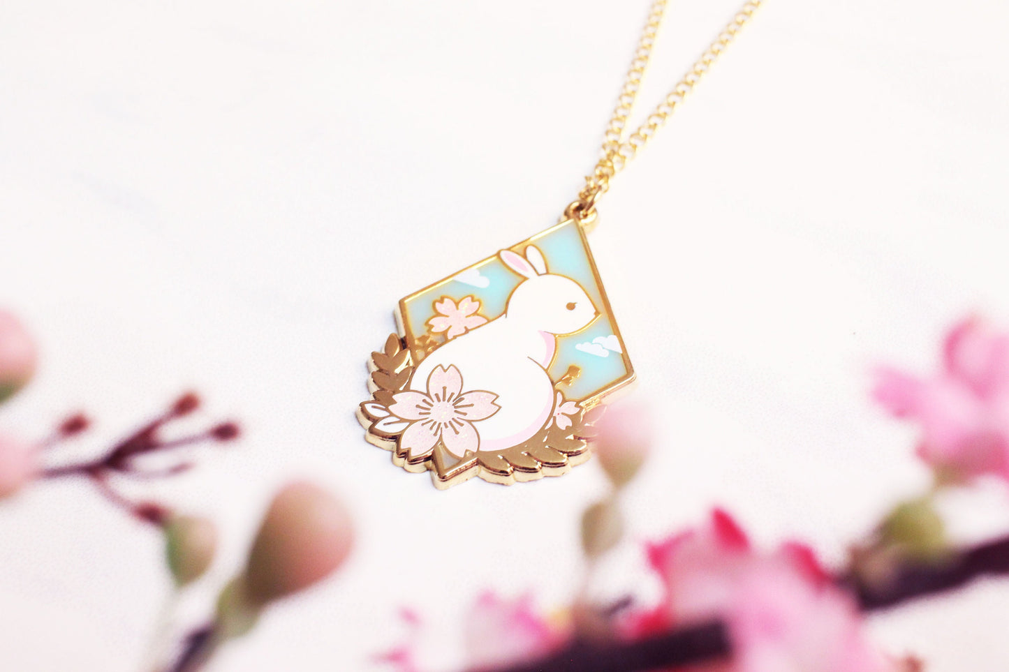 Sakurabbit Necklace (Hard Enamel Pendant)